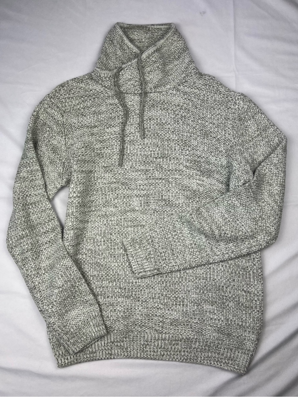 Forever 21 Men’s Drawstring Cowl Neck Marled Sweater - Size Medium